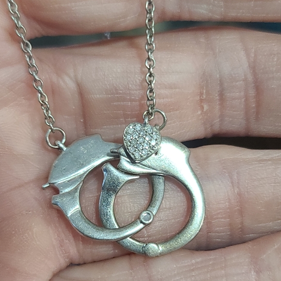 Jewelry - Sterling Silver Handcuffs And Heart Pendant Necklace Women's Jewelry